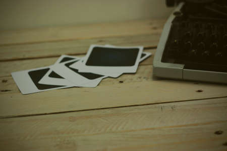 Close up of an old vintage typewriter. Vintage filter applied.の写真素材