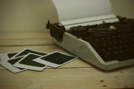 Close up of an old vintage typewriter. Vintage filter applied.の写真素材