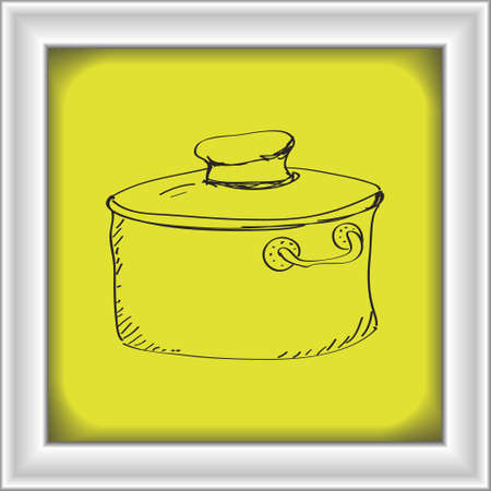 Simple hand drawn doodle of a saucepanのイラスト素材