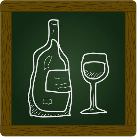 Simple hand drawn doodle of a bottle of wineのイラスト素材