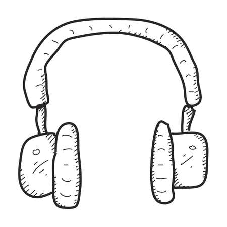 Simple hand drawn doodle of a pair of headphonesのイラスト素材