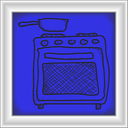 Simple hand drawn doodle of an ovenのイラスト素材