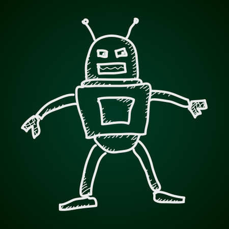 Simple hand drawn doodle of a robotのイラスト素材