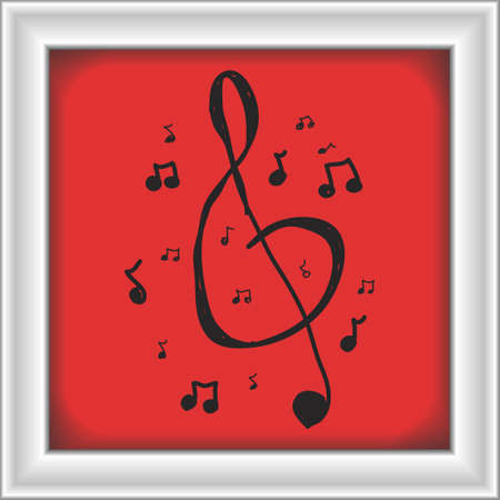 Simple hand drawn doodle of music symbolsのイラスト素材