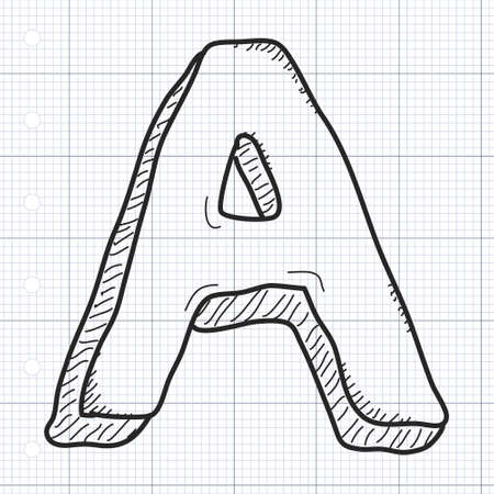 Simple hand drawn illustration of the letter Aのイラスト素材