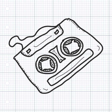 Simple hand drawn doodle of a cassette tapeのイラスト素材