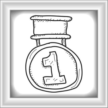 Simple hand drawn doodle of a medalのイラスト素材