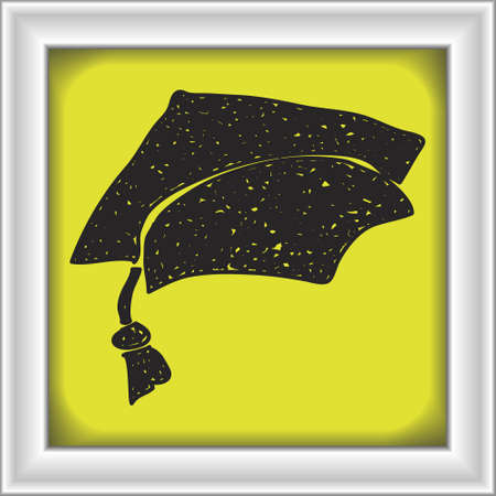 Simple doodle of a hand drawn mortar hatのイラスト素材