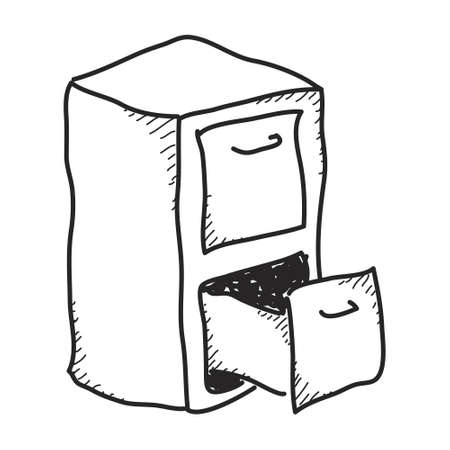 Simple doodle of a hand drawn filing cabinetのイラスト素材