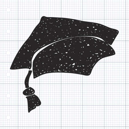 Simple doodle of a hand drawn mortar hatのイラスト素材