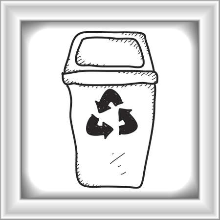 Simple doodle of a hand drawn recycling binのイラスト素材