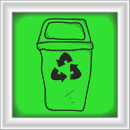 Simple doodle of a hand drawn recycling binのイラスト素材