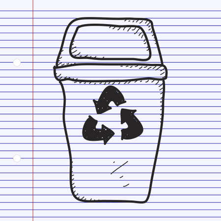 Simple doodle of a hand drawn recycling binのイラスト素材
