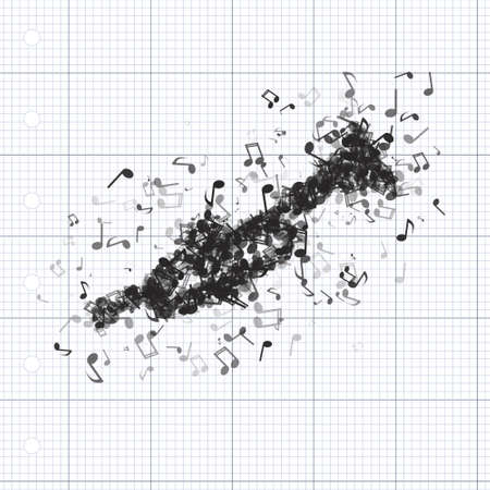 Trumpet made from various music notes with different opacitiesのイラスト素材
