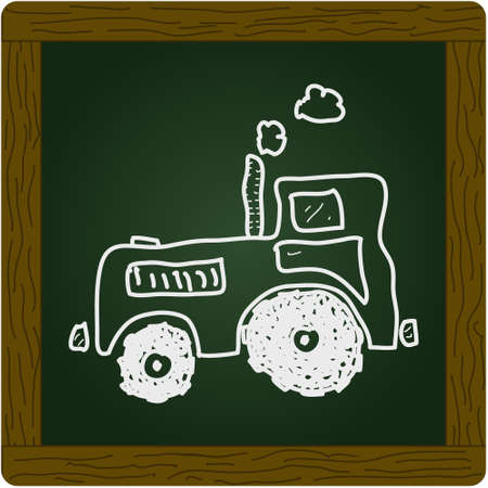 Simple doodle of a hand drawn tractorのイラスト素材