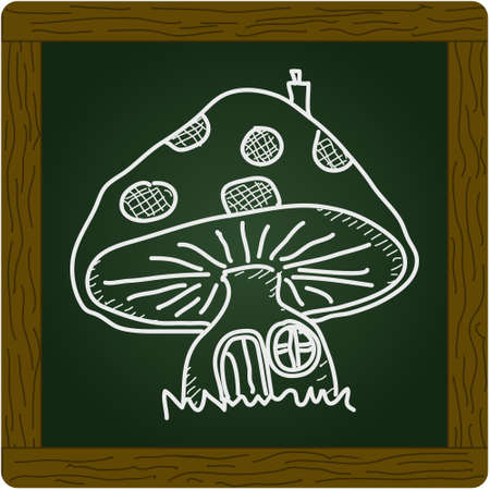 Simple doodle of a hand drawn mushroomのイラスト素材