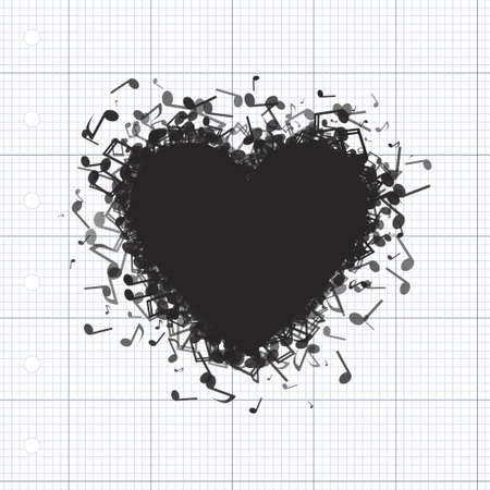 Heart made out of different music notesのイラスト素材