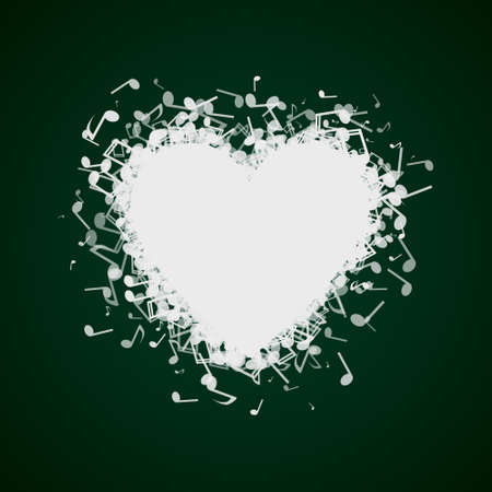 Heart made out of different music notesのイラスト素材