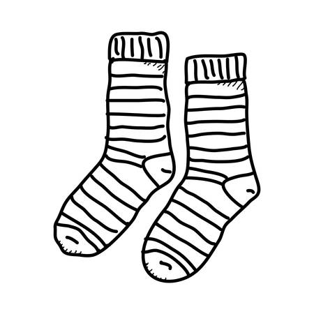 Simple hand drawn doodle of a pair of socksのイラスト素材