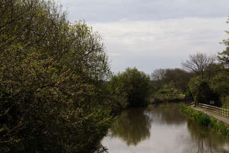 View along the canal path at Bude, Cornwallの写真素材