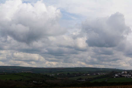 View over the countryside near Bude in Cornwallの写真素材