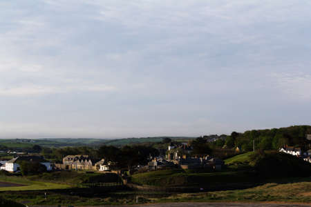 View over Bude in Cornwall from the costal pathの写真素材