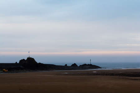 View from the beach in Bude, Cornwallの写真素材