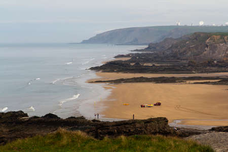 View over Summerleaze beach at Bude in Cornwallの写真素材