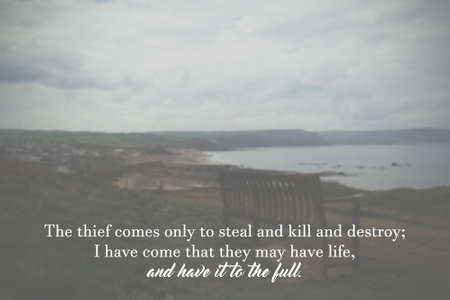 Inspirational verse from the bible on a blurred backgroundの写真素材