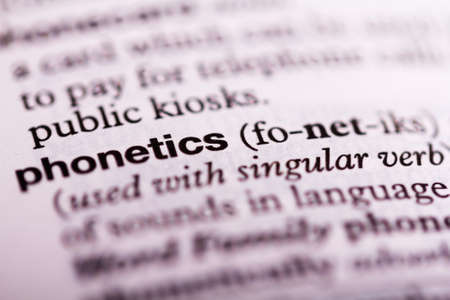 Blurred close up of the dictionary definition of phoneticsの写真素材