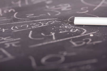 Close up of blackboard with maths equations and sums