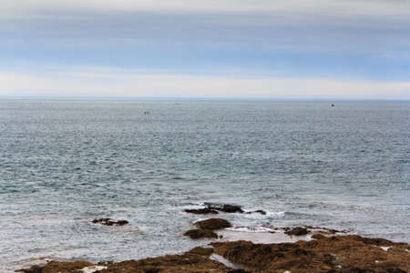 View along the coast from Rock near Padstow, Cornwallの写真素材
