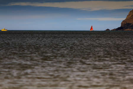 Beautiful view over the sea from Polzeath, Cornwallの写真素材