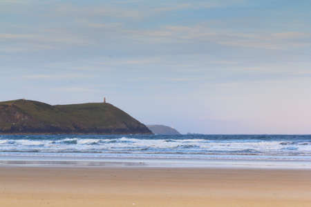Early morning view of the beach at Polzeath, Cornwall