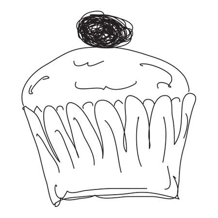 Simple doodle sketch of a cup cake on white backgroundのイラスト素材
