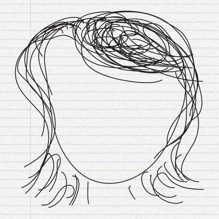 Simple doodle sketch of a hair style on paper backgroundのイラスト素材