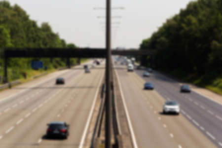 BEACONSFIELD, ENGLAND - JUNE 2016: Busy M40 motorway at the Beaconsfield turn off  Out of focus.のeditorial素材
