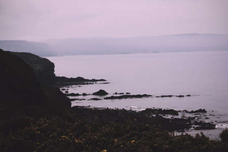 View from the coastal path between Widemouth Bay and Bude Vintage Retro Filter.の写真素材