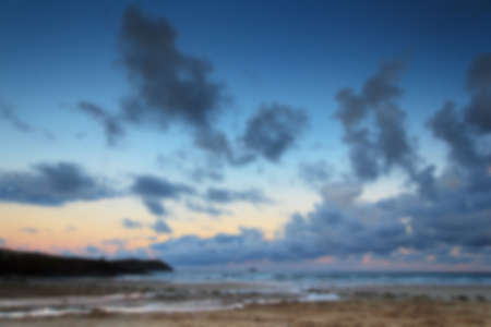 Early morning view of the beach at Polzeath, England Out of focus.の写真素材