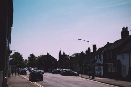 BEACONSFIELD, ENGLAND - JUNE 2016: The old town of Beaconfield dating backto c.1185 Vintage Retro Filter.のeditorial素材