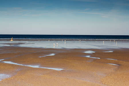 View over the beach at Polzeath in Cornwall, Englandの写真素材