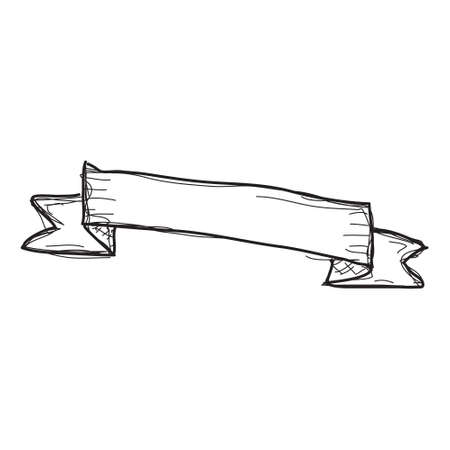 Simple doodle sketch of a banner on white backgroundのイラスト素材