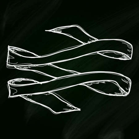 Simple doodle sketch of a banner on a blackboard backgroundのイラスト素材