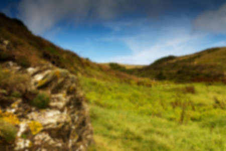 View of countryside from costal path near Polzeath, Cornwall Out of focus.