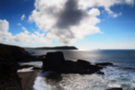 Beautiful view over the sea from Polzeath, Cornwall Out of focus.
