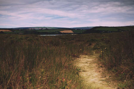 View along the coast from Rock near Padstow, Cornwall Vintage Retro Filter.