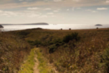 View from the costal path near Polzeath, Cornwall. Out of focus.の写真素材