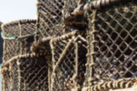 Lobster traps in the harbour, Port Issac, Cornwall Out of focus.の写真素材