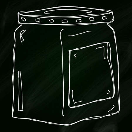 Simple doodle sketch of a jar on a blackboard backgroundのイラスト素材