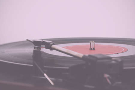 Close up of an old retro record player Vintage Retro Filter.の写真素材